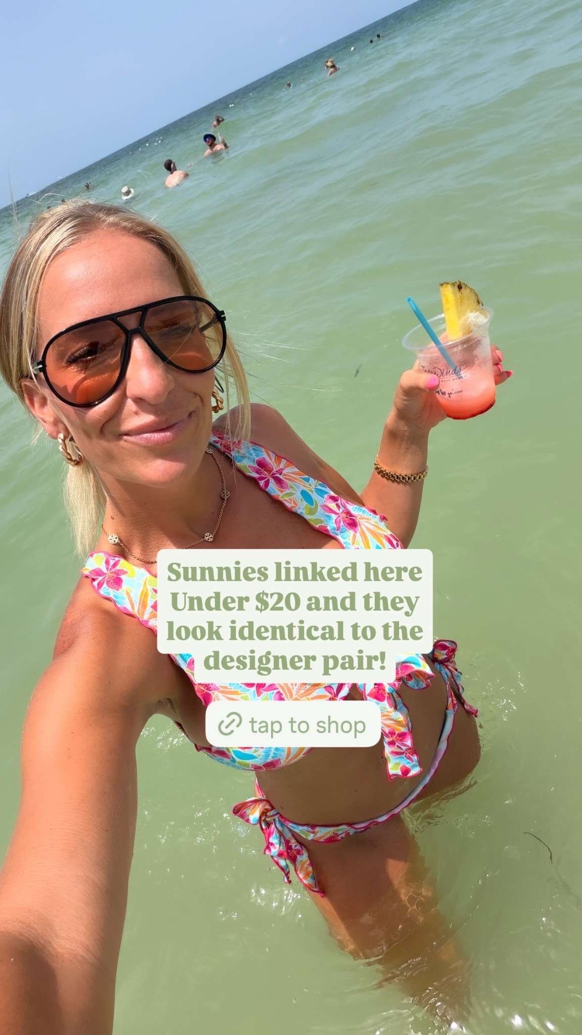 Sunnies linked here
Under $20 and they
look identical to the
designer pair!