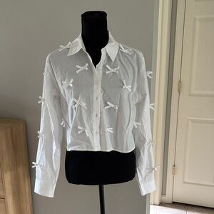 Target White Button Down Shirt with Bow Accents | Poshmark