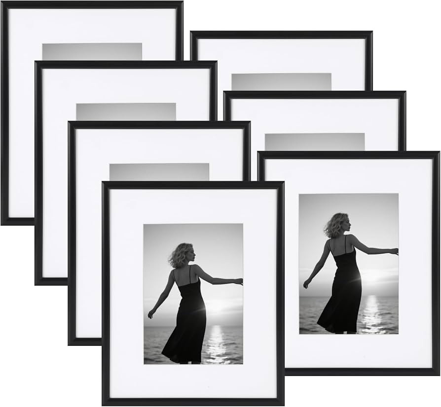 ZBEIVAN 8x10 Picture Frames Set of 7, Display Pictures 5x7 with Mat or 8x10 Without Mat, Rustic D... | Amazon (US)
