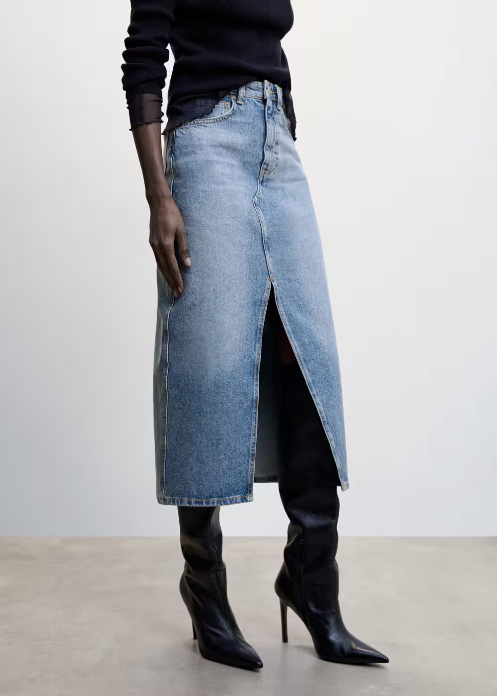 Midi denim skirt -  Women | Mango USA | MANGO (US)