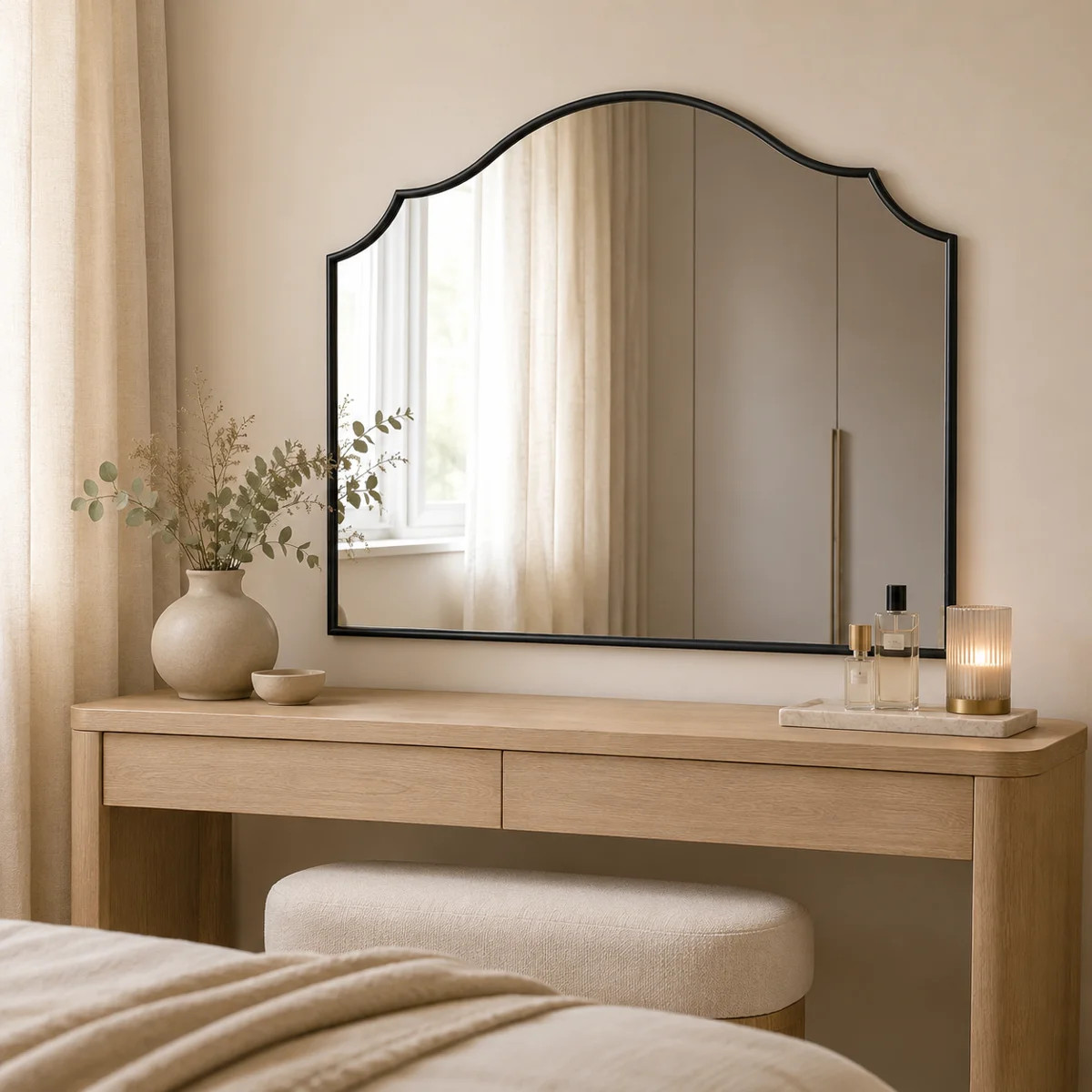 Black Aluminum Framed Cathedral Top Decorative Wall Mirror | Wayfair North America