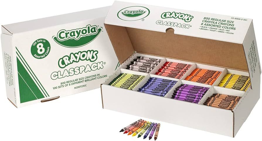 Crayola Crayon Classpack, 800 Count, Bulk School Supplies For Teachers, Large Crayon Box, 8 Color... | Amazon (US)