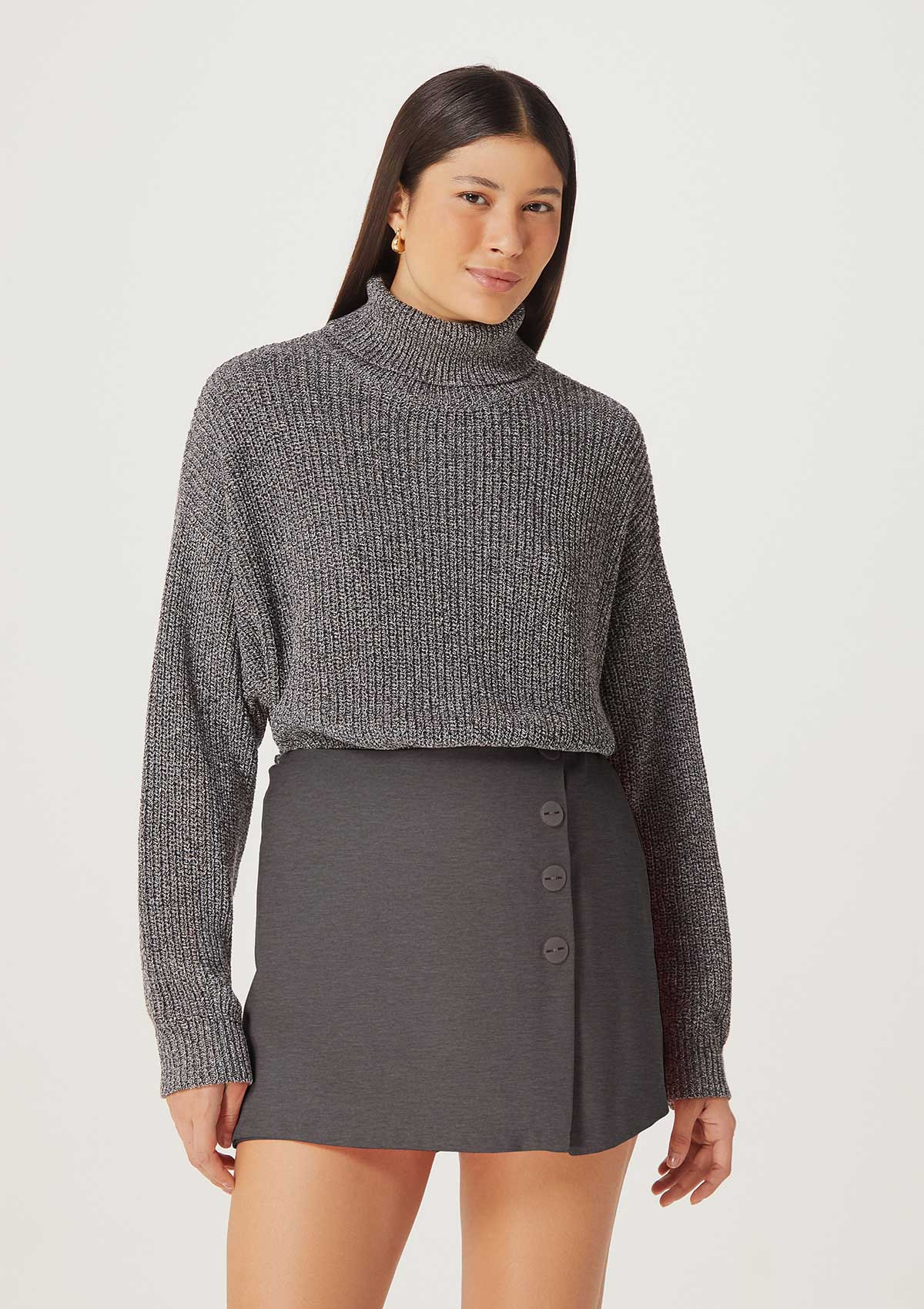 Blusão Feminino Em Tricô Gola Alta - Hering Store | Hering (BR)