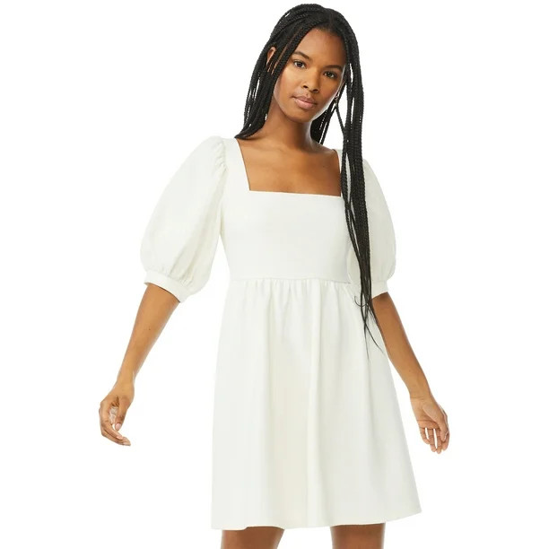 Scoop Women's Babydoll Dress with Puff Sleeves | Walmart (US)