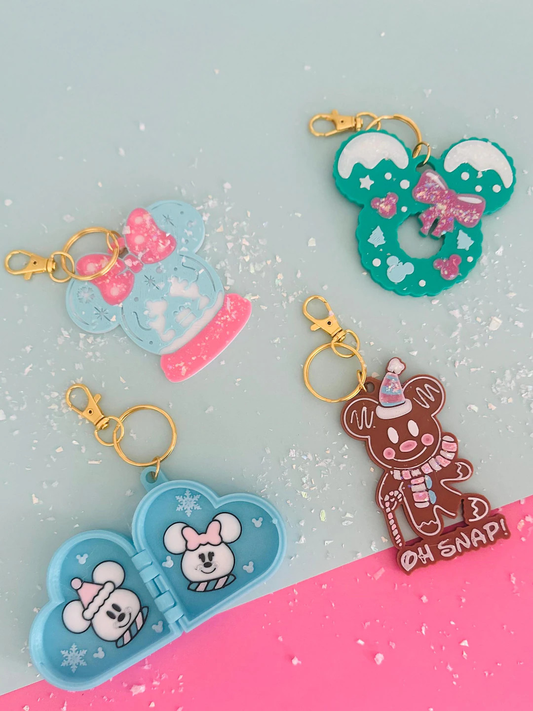 Christmas Disney Key Chain, Holiday Mickey and Minnie Bag Charm, Winter Disney Mickey Bag Charm C... | Etsy (US)