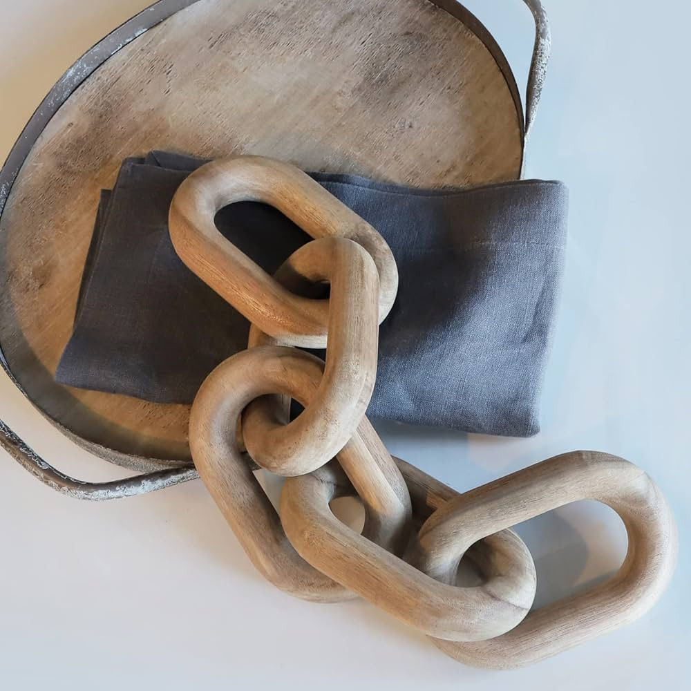 Amazon.com: Acacia Wood Chain Link Decor- Natural Decorative Chain Links for Coffee Table Accesso... | Amazon (US)