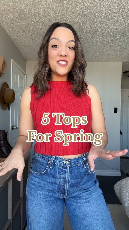 The five tops you need for spring!

1. Something colourful - Reformation red knit sleeveless top, I have a size medium. 
2. Something ruffled - H&M cream long sleeved ruffled blouse, I have a medium. 
3. Something structured - Dissh sleeveless pinstriped longline vest, I have a size 8. 
4. Something patterned - Ganni leopard print peplum tie-front top, I have a size 40. Similar options linked. 
5. Something sheer - Dissh black sheer T-shirt, I have a medium. 


#LTKSeasonal #LTKstyletip #LTKVideo