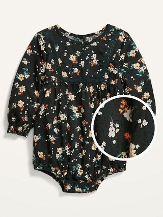 Floral-Print Lace-Trim Bubble One-Piece for Baby | Old Navy (US)