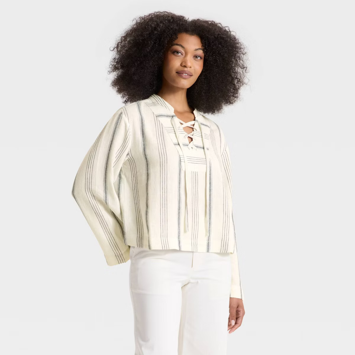 Women's Bell Long Sleeve Tie-Front Popover Blouse - Universal Thread™ | Target