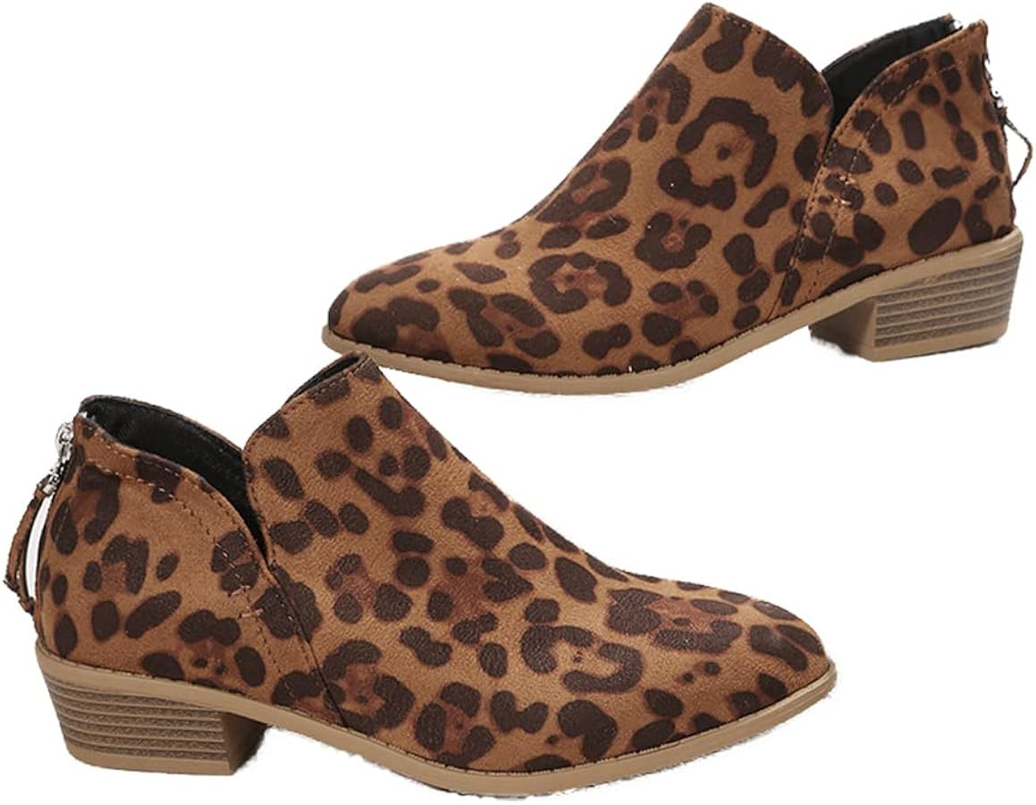 JITUUE Ankle Booties for Women,Women's Casual Dress Low Heeled Booties. V Cut Fashion Thick Heel ... | Amazon (US)