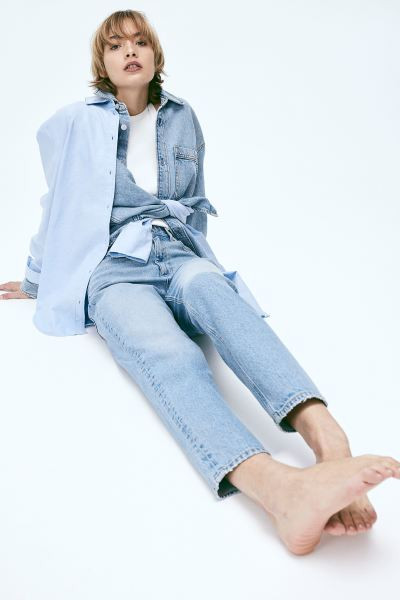 Slim Mom High Ankle Jeans - High waist - Ankle-length - Light denim blue - Ladies | H&M US | H&M (US + CA)