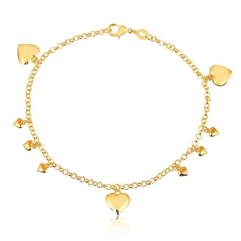 Peermont 18K Gold Plated Heart Charm 10" Anklet Bracelet | Walmart (US)