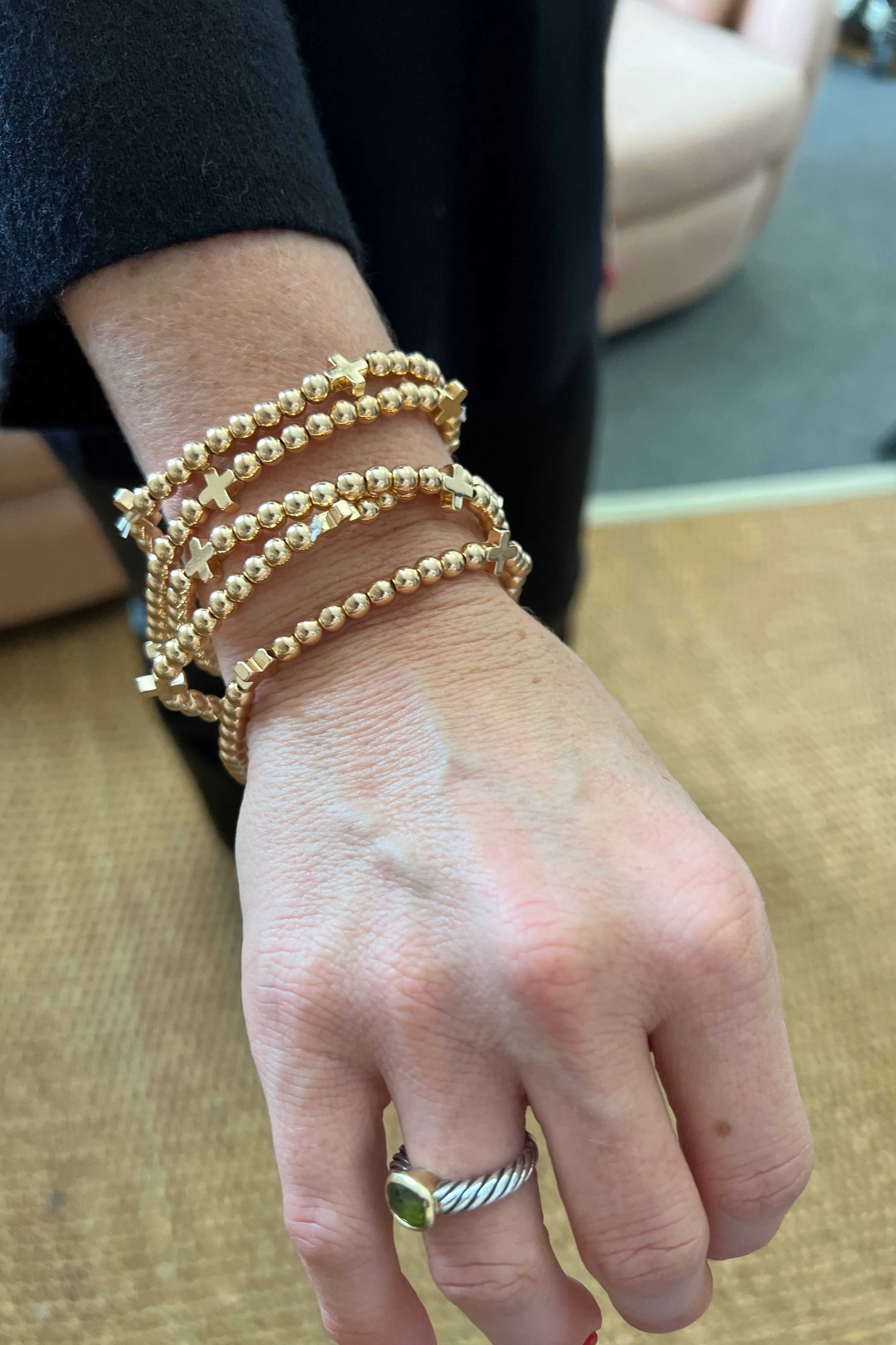 Ball Cross bracelet, gold | Mimi Seabrook