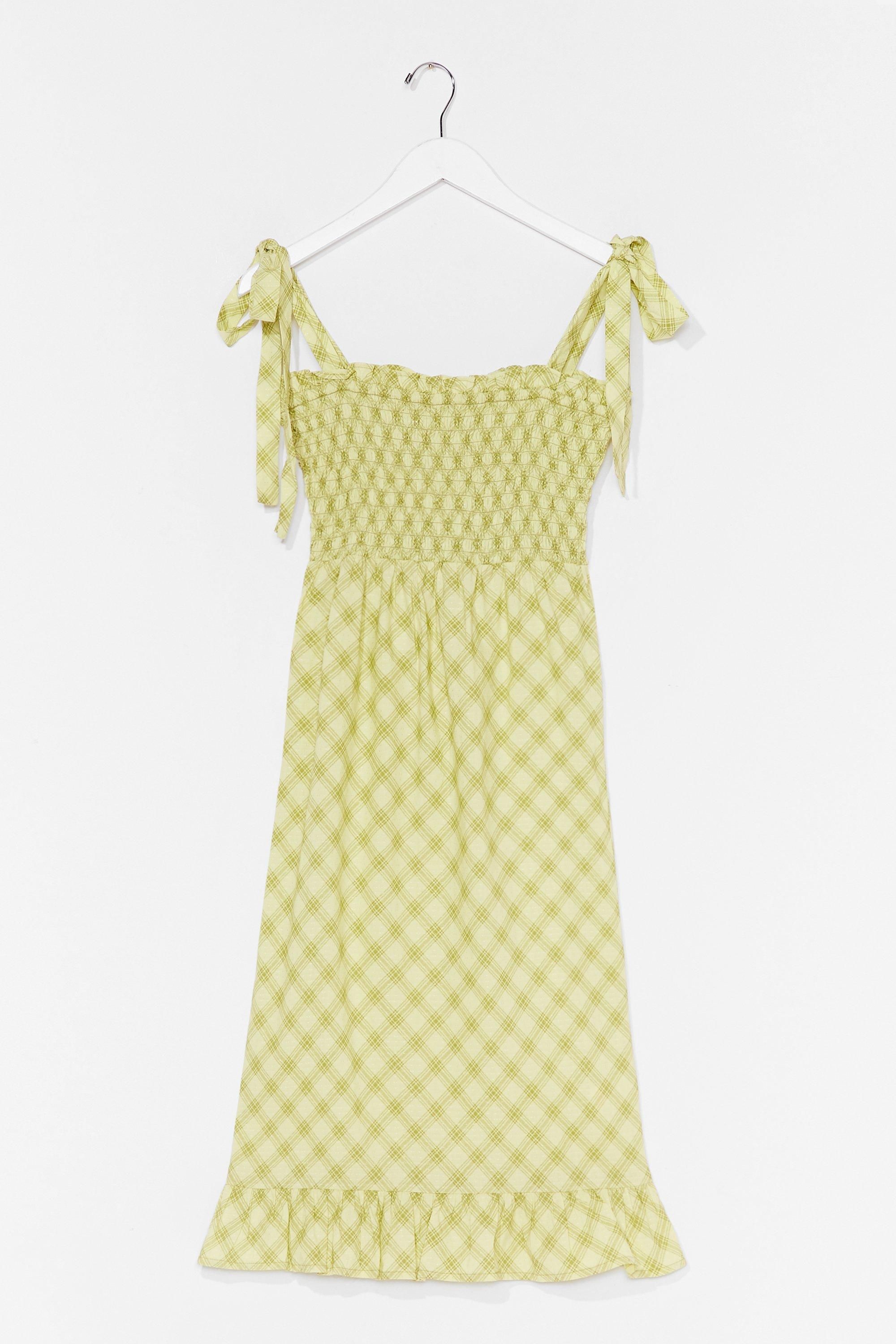 Womens Check Back Later Shirred Midi Dress - Green | NastyGal (US & CA)