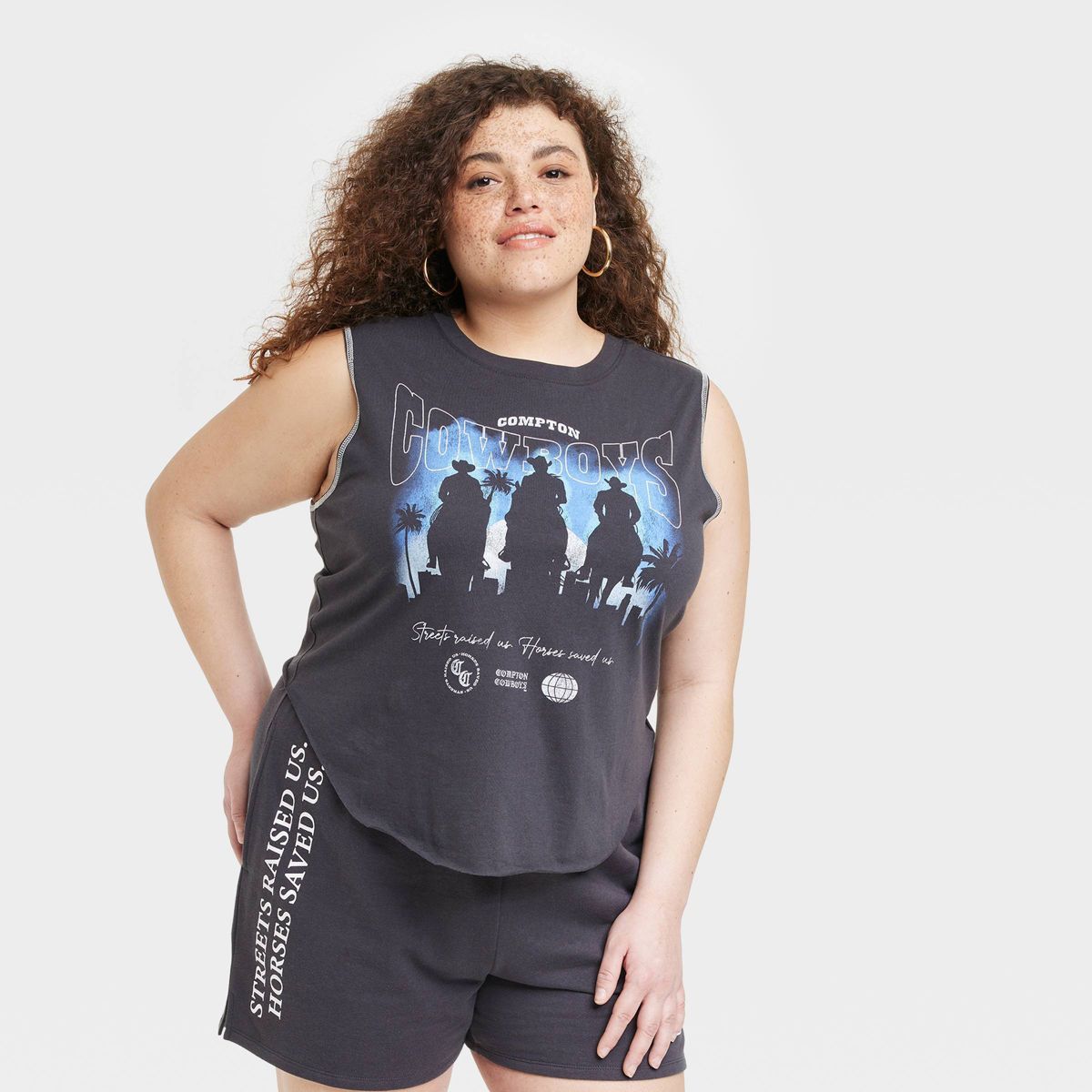 Women's Compton Cowboys Silhouette Graphic Tank Top - Black | Target