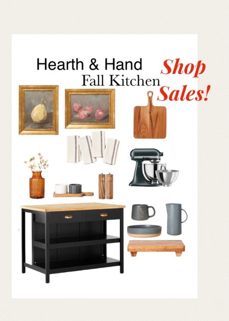 Up to 25% off New Hearth and Hand fall kitchen collection at  Target. Wood kitchen island, wood board, Kitchen Aid  mixer, marble accessories on wood board, Add pretty dinnerware and wall art to your kitchen, dining space. Slate blue, grey, dinner plates, pitcher, bowls, wood salt and pepper grinder, wood board, table linens, napkins , placemats. Under $30 Home decor accessories, neutral decor, neutral styling, fall styling. targetstyle 


#LTKhome #LTKsalealert #LTKSeasonal