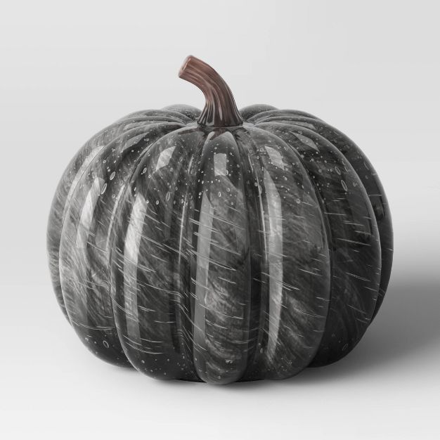 Medium Halloween Marble Glass Pumpkin Black - Threshold™ | Target