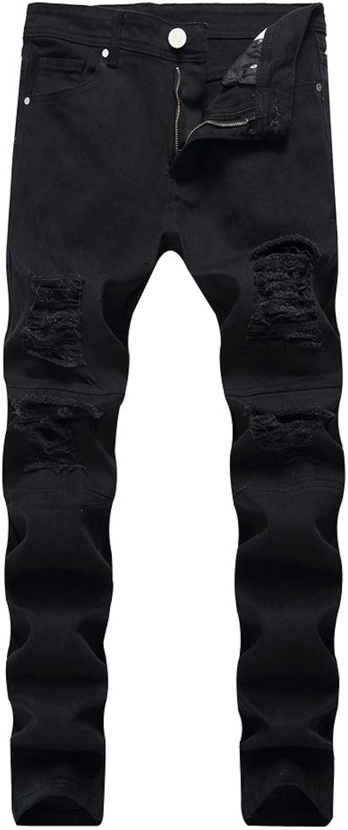 LONGBIDA Mens Skinny Slim Fit Ripped Straight Hip Hop Biker Stretchy Jeans | Amazon (US)