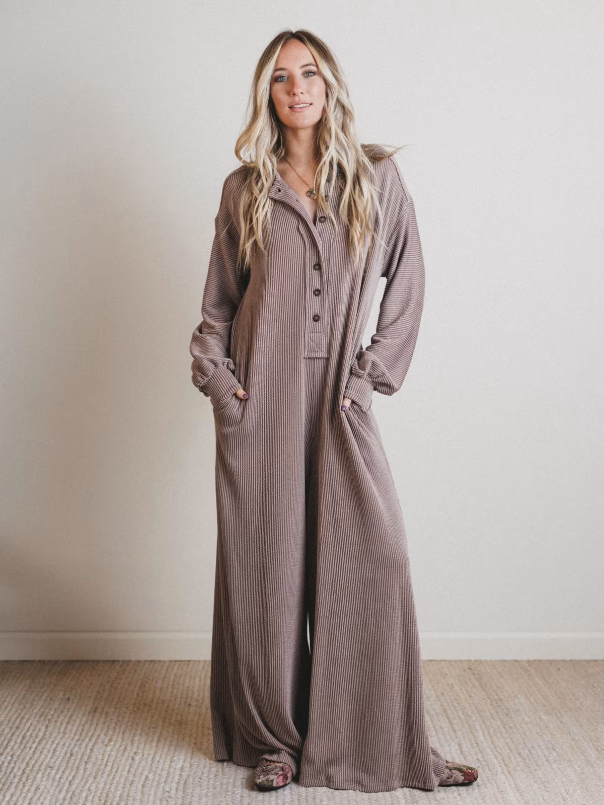 The Nest Daphne Textured Long Sleeve Jumpsuit — Three Bird Nest | Three Bird Nest