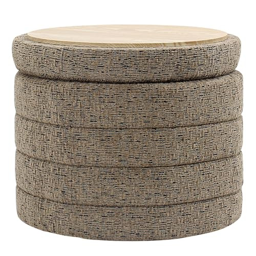 Get Set Style Round Ottoman with Soft Padded Seat, Storage Vanity Stool for Makeup, Upholstered Footrest Stool,Foot Stool for Living Room, Bedroom | Amazon (CA)