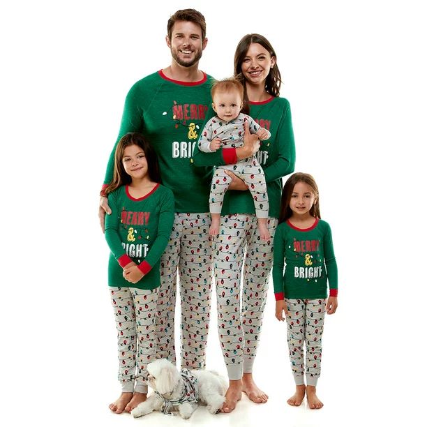 Derek Heart Merry and Bright Matching Family Christmas Pajama Set - Walmart.com | Walmart (US)
