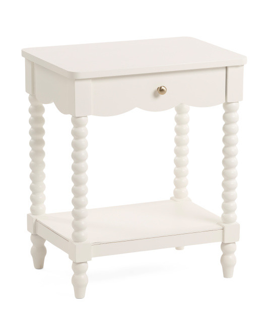 One Drawer Scalloped Spindle Legs Side Table | Bedroom | Marshalls | Marshalls