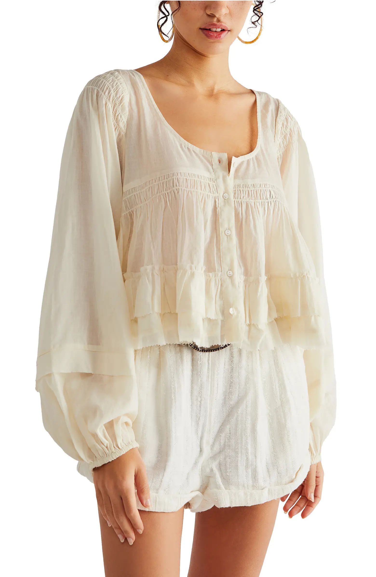 Louie Button Front Long Sleeve Blouse | Nordstrom