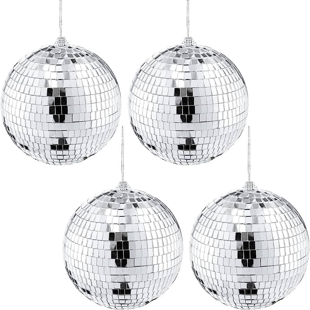 Suwimut 4 Pack Mirror Disco Ball, 6 Inches Cool and Fun Silver Hanging Party Disco Ball with Atta... | Amazon (CA)