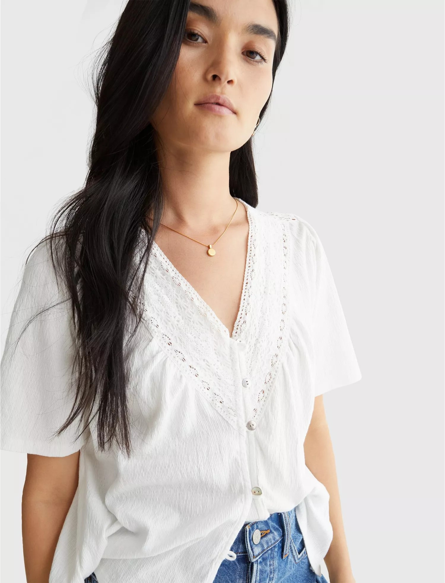 S/S Emb Boho Blouse | Lucky Brand | Lucky Brand
