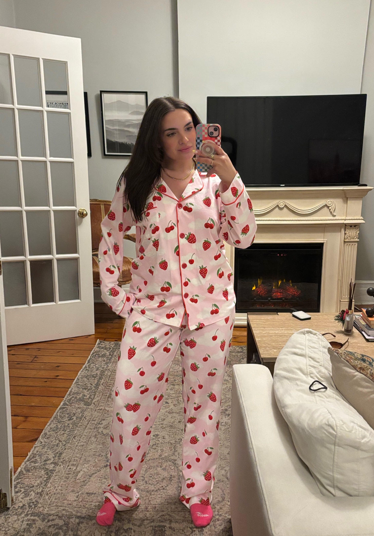 new favorite jammies 🥹🍓☁️