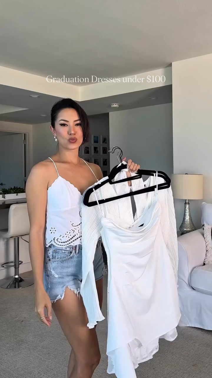 White graduation dresses under $100! XS in all th white dresses and romper! Size 25 in the denim shorts and size 4 in the white top!   #springfashion2026 #springdresses

#LTKSeasonal