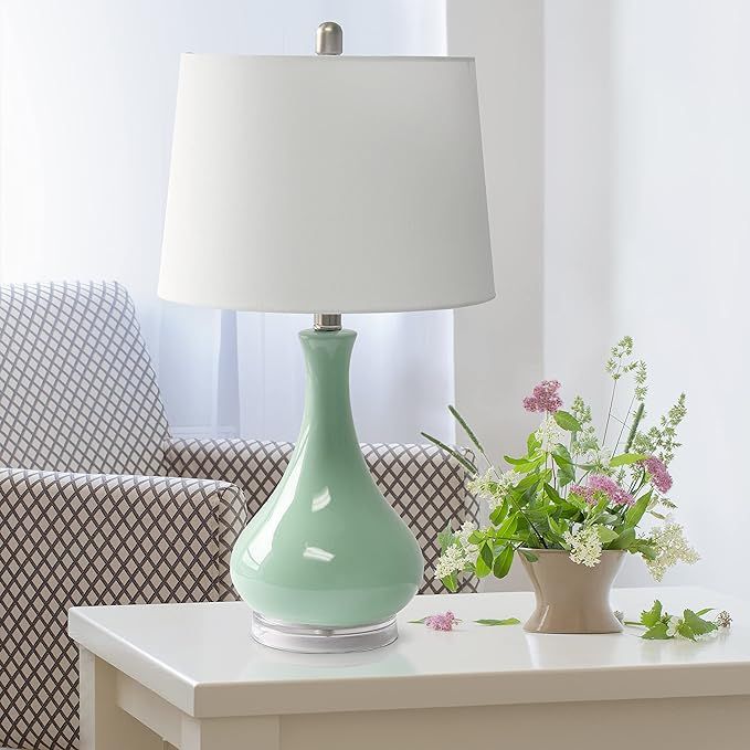 Elegant Designs LT3312-AQU Ceramic Genie Tear Drop Shaped Glossy Table Lamp, Aqua | Amazon (US)