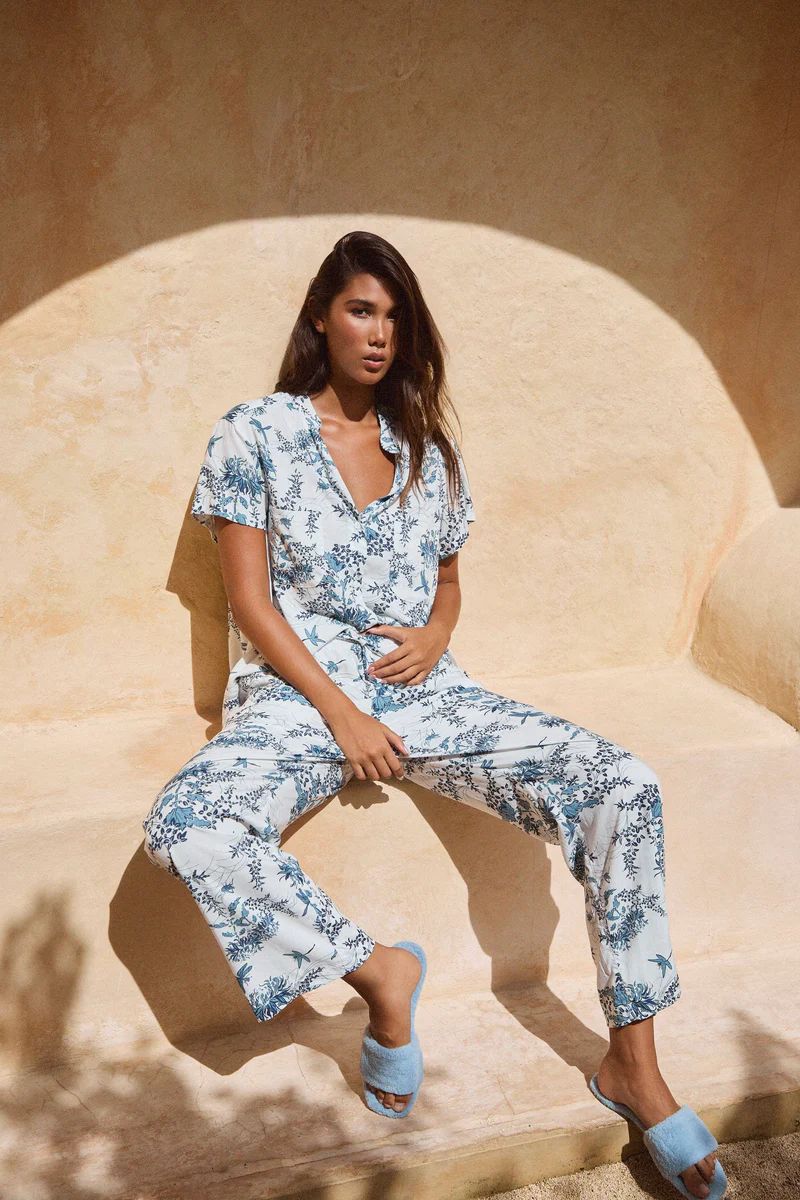 Maggie Pyjama Set - Long Pants - Summer Toile - Aegean Blue | Piyama