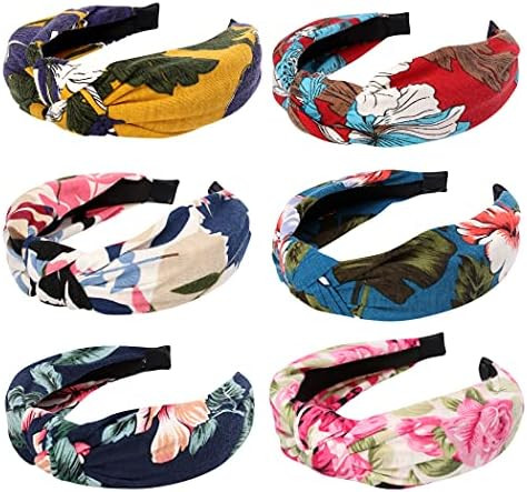 Amazon.com: AOPRIE Top Knot Headbands for Women 6 Packs Wide Plain Headbands Hair Bands for Women... | Amazon (US)