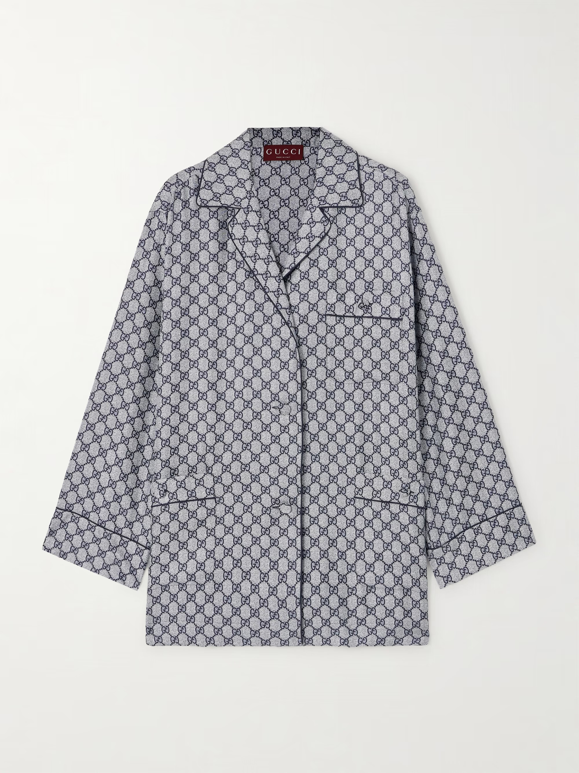 GG Supreme printed silk-twill pajama shirt | NET-A-PORTER (US)
