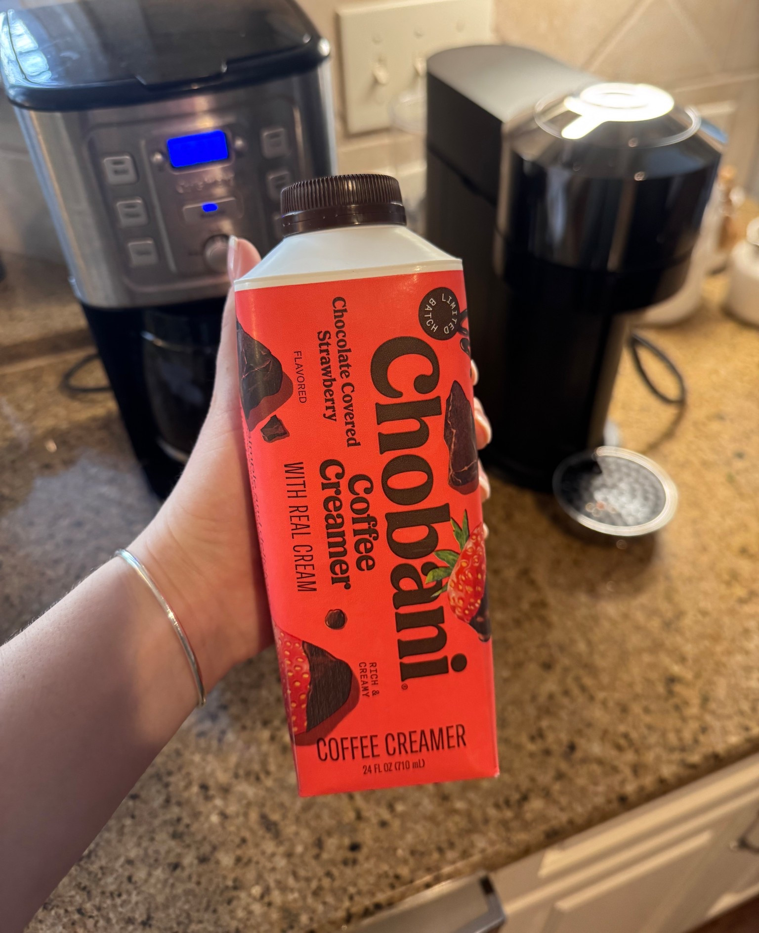 Chobani now has a chocolate covered strawberry coffee creamer!!🍓🍫 I found this at Publix!

#LTKdayinmylife #LTKmorningroutine #LTKfoodie