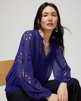 Chiffon Eyelet Blouse | White House Black Market