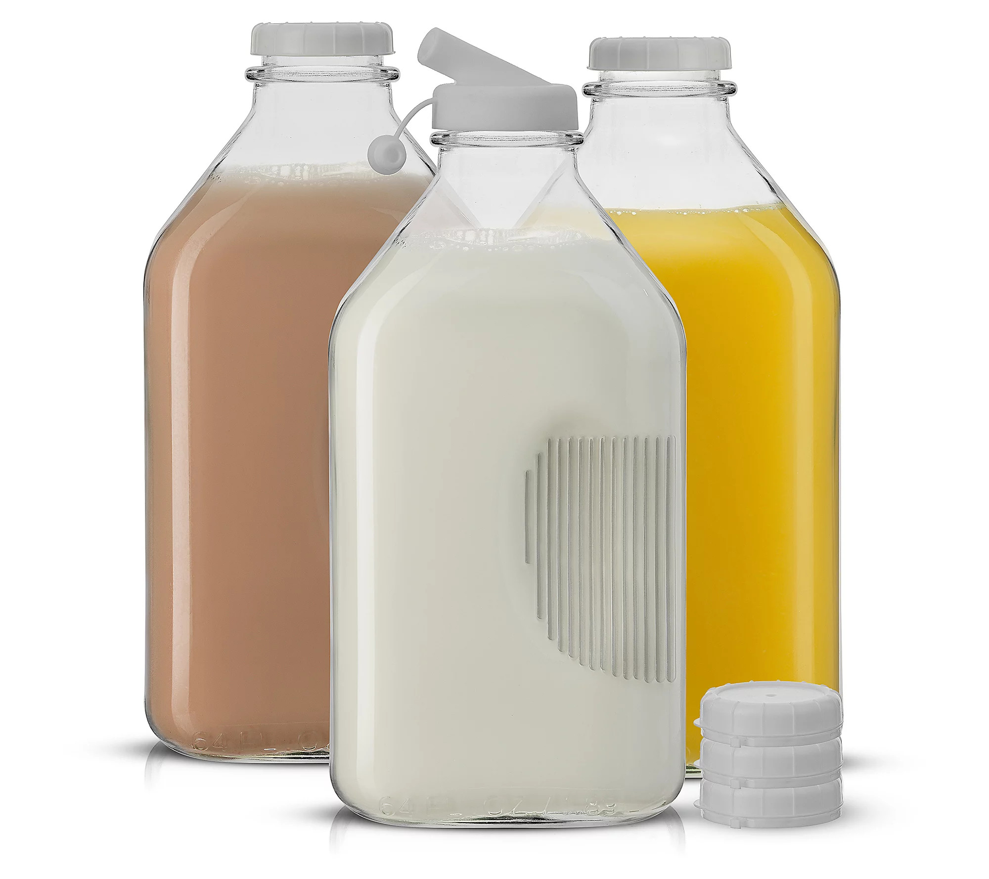 JoyJolt Glass Milk Bottle with Lid & Pourer - 6 4 oz - Set of | QVC