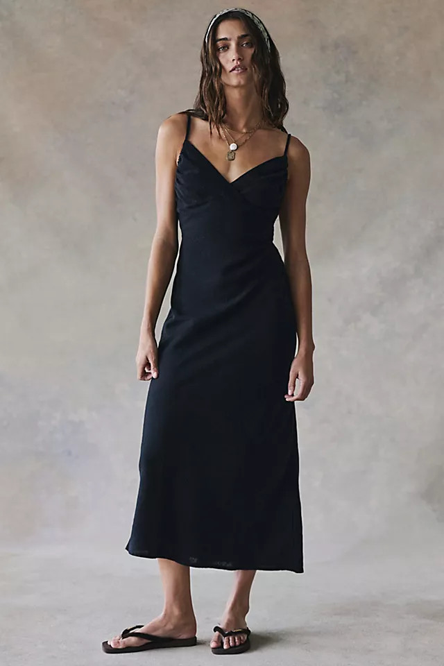 Sandshell Linen Omnia Midi Slip Dress | Free People (Global - UK&FR Excluded)
