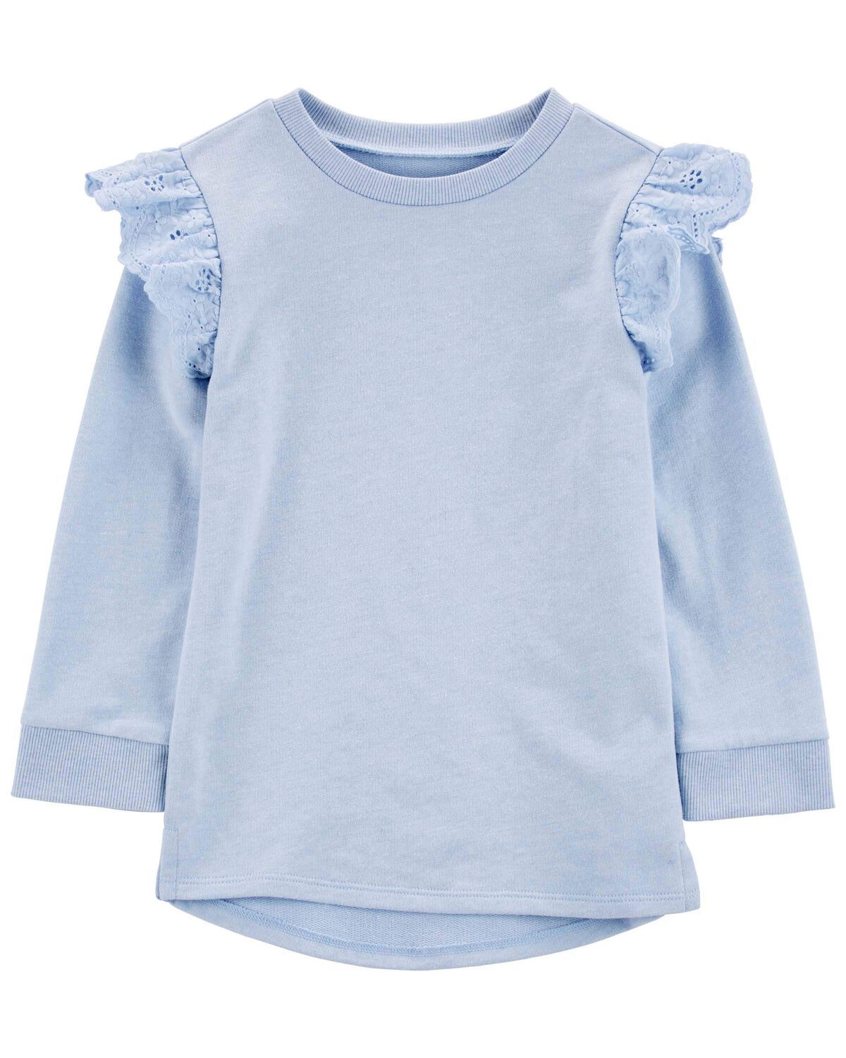 Blue Toddler French Terry Eyelet Ruffle Top | carters.com | Carter's