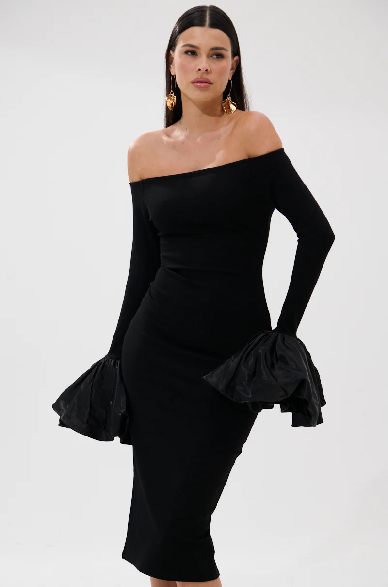 CLASS WITH A LITTLE BIT OF SASS MIDI DRESS | AKIRA