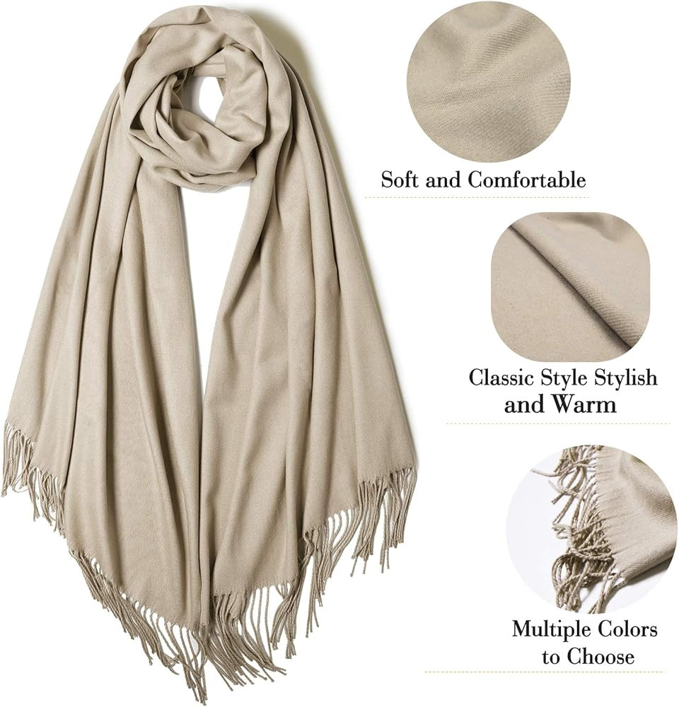 Womens Winter Scarf Cashmere Feel Pashmina Shawl Wraps Soft Warm Blanket Scarves for Women | Amazon (US)