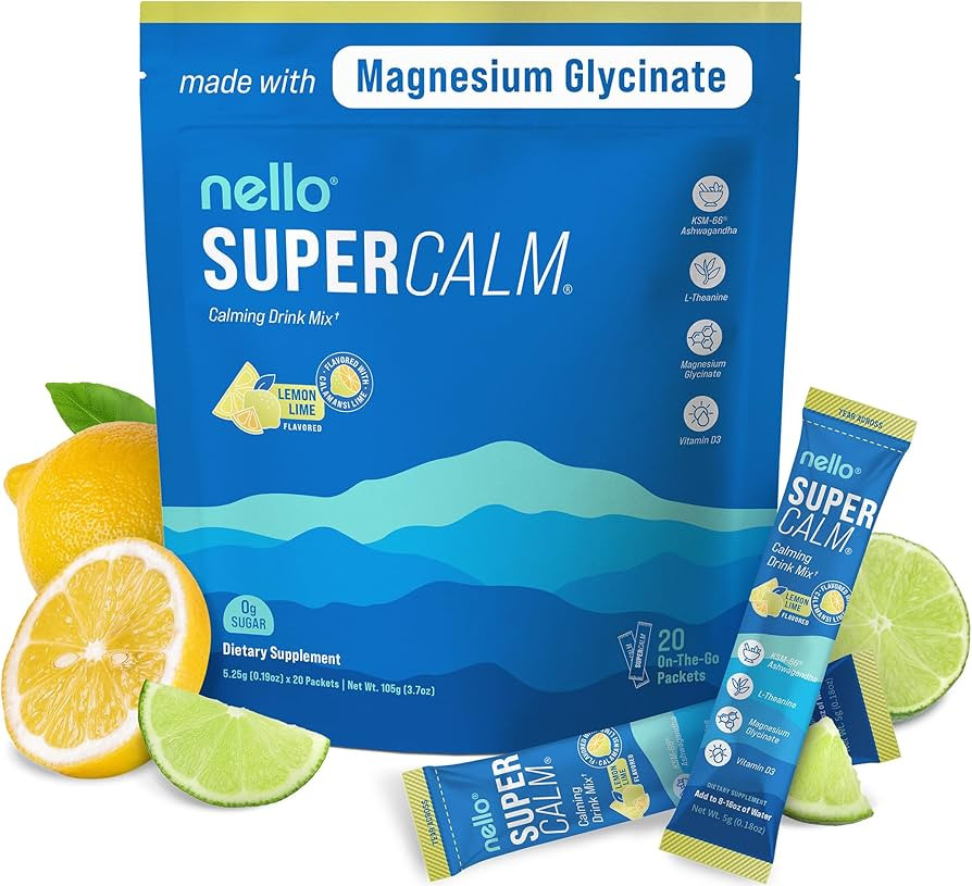 Nello Supercalm Drink Mix - Ashwagandha KSM 66, Magnesium Glycinate & L-Theanine Supplement, Vita... | Amazon (US)