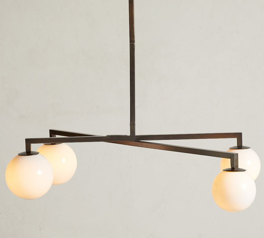 Bradbury Milk Glass Chandelier, Bronze | Pottery Barn (US)