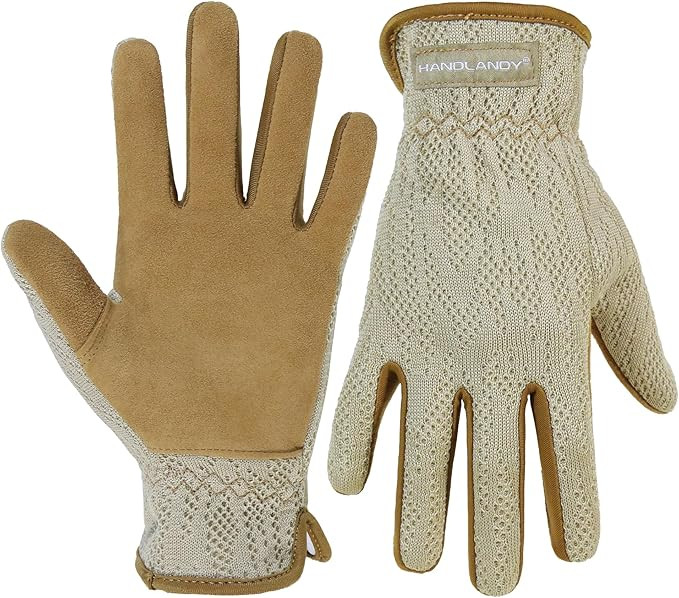 HANDLANDY Gardening Gloves for Women, Breathable Ladies Leather Garden Yard Gloves Best Gift for ... | Amazon (US)