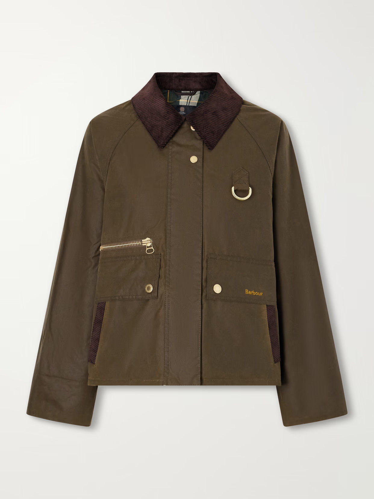 Barbour - Cottingham Corduroy-trimmed Waxed Cotton-canvas Jacket - Army green | NET-A-PORTER (UK & EU)