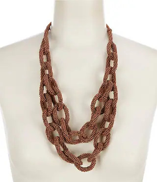 Glass Beaded Chain Corded Adjustable Necklace | Dillard's