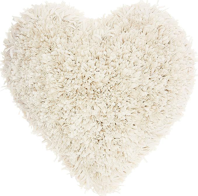 Nourison Mina Victory TL001 Frame Heart Shag Throw Pillow, 18" x 18", Cream | Amazon (US)