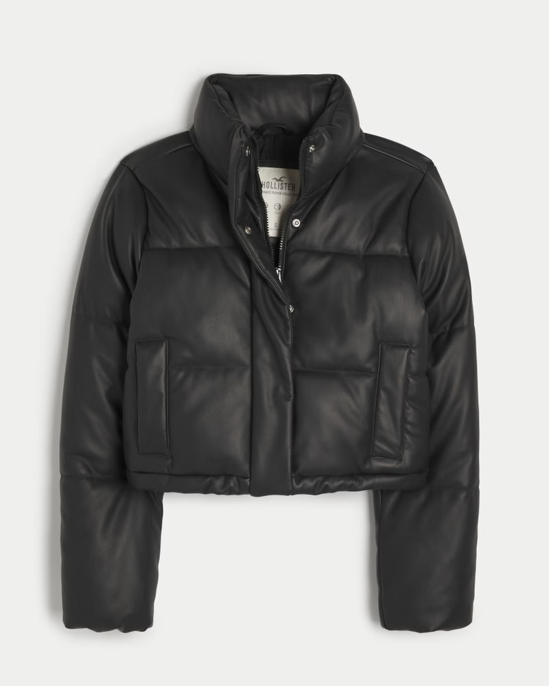 Ultimate Vegan Leather Mini Puffer Jacket | Hollister (US)