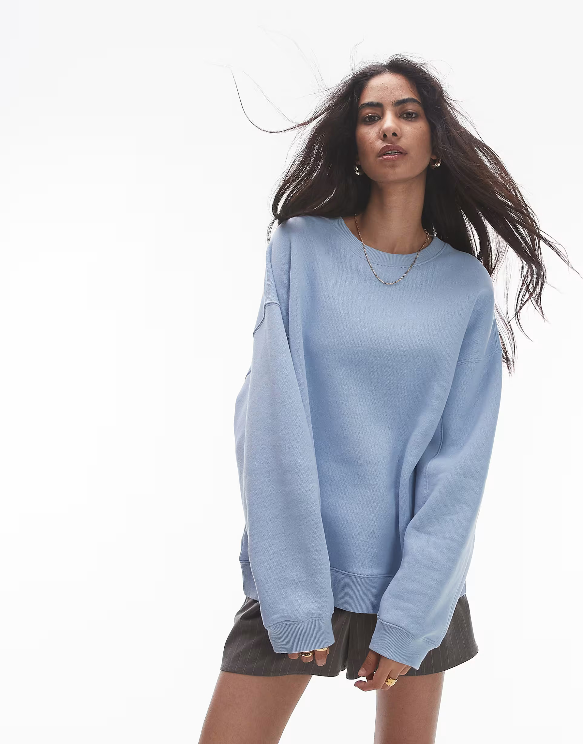 Topshop premium seam detail sweat in soft blue | ASOS (Global)